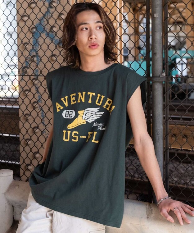 WEGO 【ユニセックス着用ITEM/MLサイズ展開】ヴィンテージライクグラフィックノースリーブ 柄9