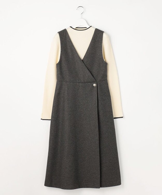 ANY SIS 【2SET】ジャンパースカート × ニット セット チャコール×アイボリー