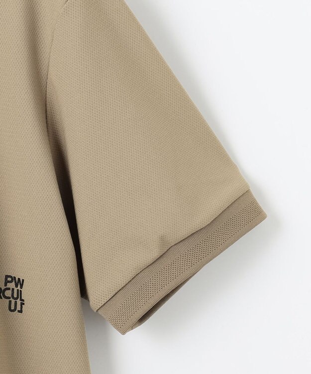 PW CIRCULUS 【吸水速乾 / UV遮蔽率99% UVカット / ストレッチ】【MEN】ベースボールカラーポロシャツ ゴルフ ベージュ系