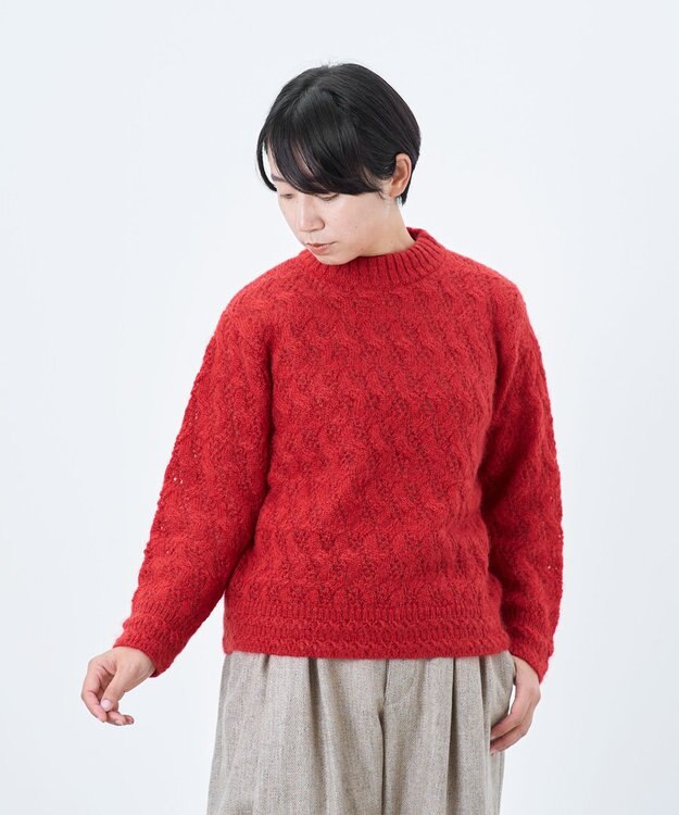 高品質シルク＆アンゴラモヘア〉模様編み ボトルネックセーター / muuc