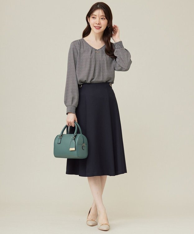 ANY SIS 【洗える】プチベルトフレア スカート ネイビー