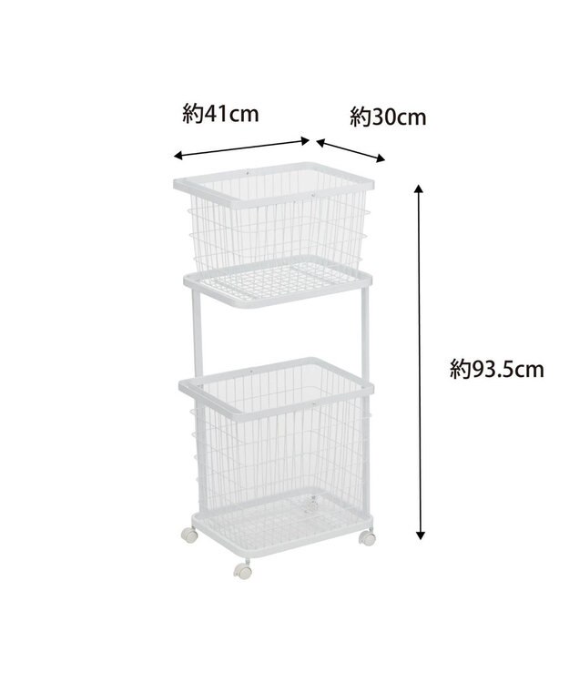 tower ランドリーワゴン+バスケット タワー ホワイト ホワイト