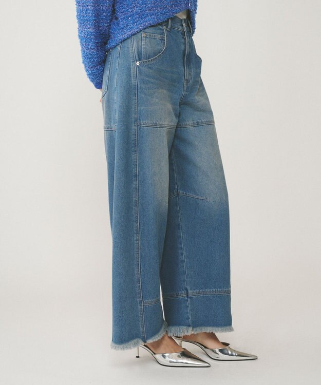 GRACE CONTINENTAL ライン切替デニムパンツ ブルー