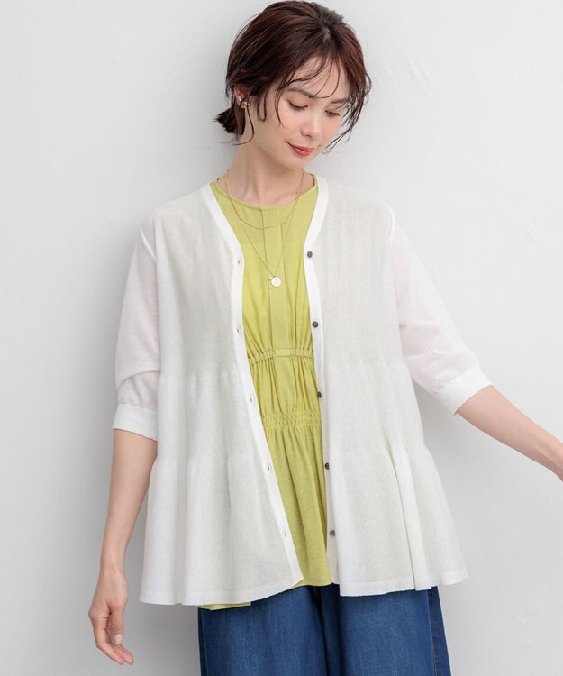 組曲 L 【先行予約】シアーニット　ティアードカーディガン オフ系