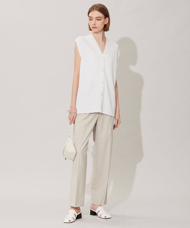 ICB 【洗える】 サマーウールトロ ストレートパンツ ライトオリーブ系