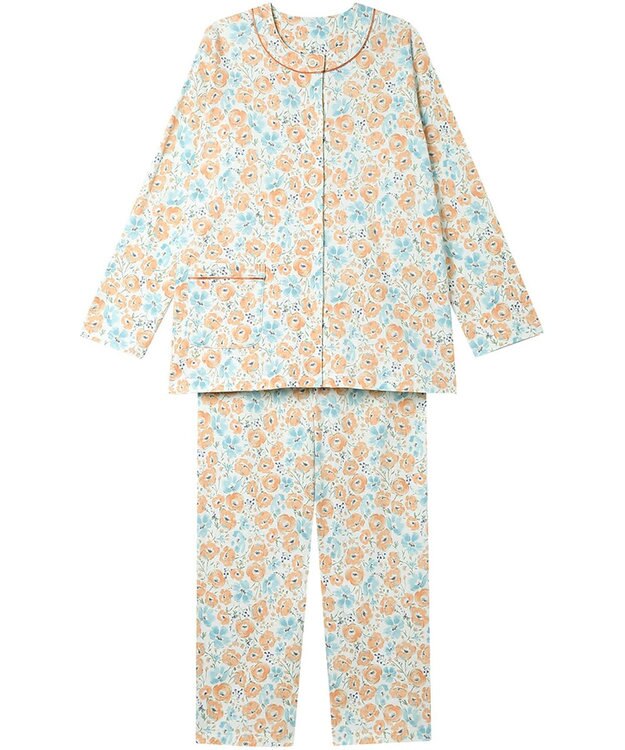 Wing パジャマ 綿100%(本体) スムース素材 長袖 長ズボン レディース EP6018 ウイング／ワコール オレンジ