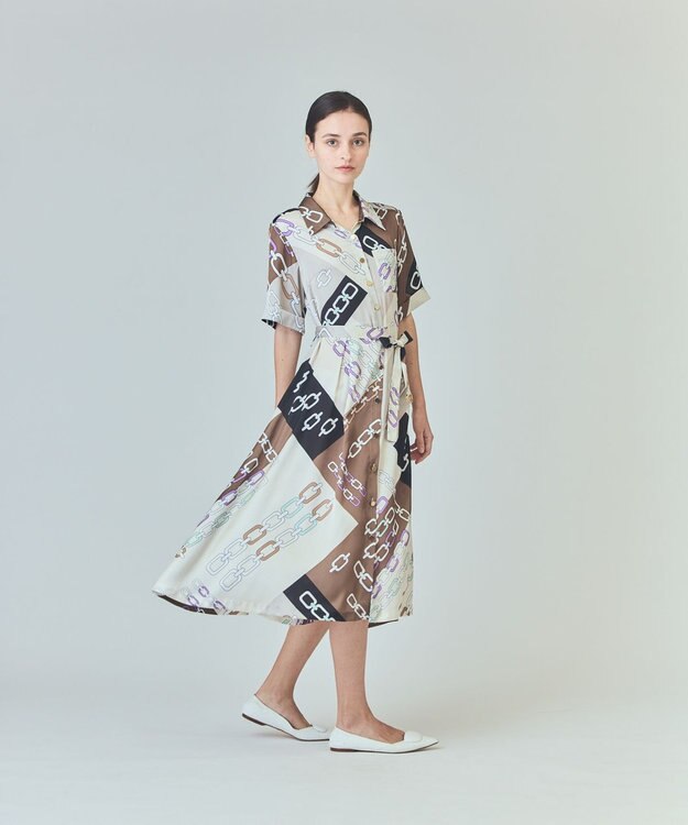 GRACE CONTINENTAL チェーンシャツドレス ブラウン