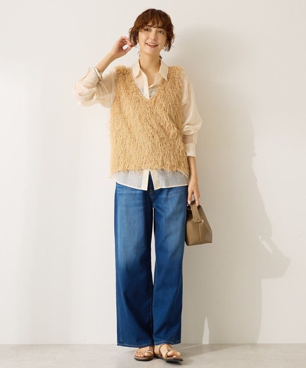 AMERICAN HOLIC 【前後2way】サイドスリットシャギーベスト Beige