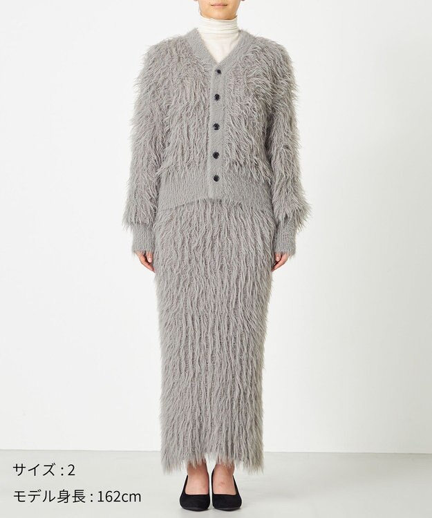 NAVE 【ReNAVE・洗える】メルティーシャギーニット カーディガン ライトグレー系