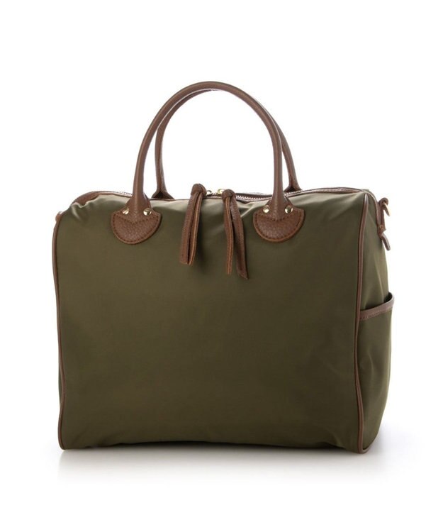 UNBILLION ペルケ perche / ナイロン牛革付属テープショルダー2wayボストンL カーキ