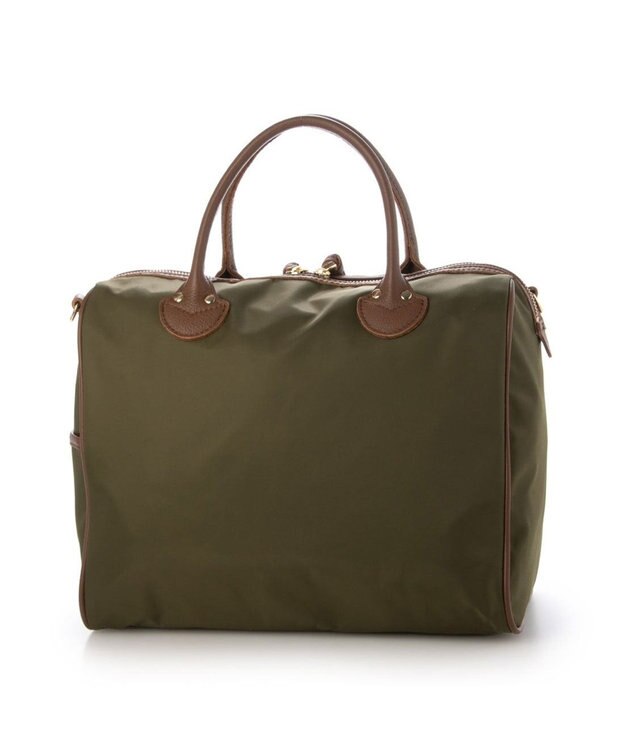 UNBILLION ペルケ perche / ナイロン牛革付属テープショルダー2wayボストンL カーキ