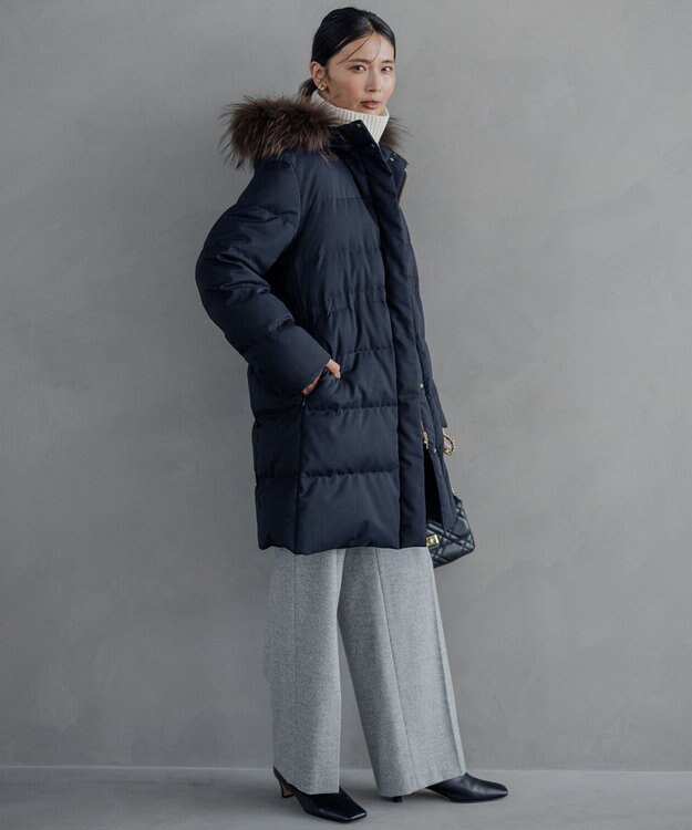 23区 L シルクネップツイード ワイドパンツ ライトグレー系