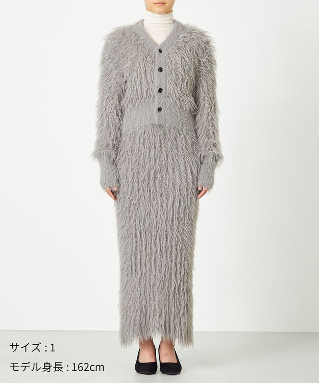 NAVE 【ReNAVE・洗える】メルティーシャギーニット カーディガン ライトグレー系