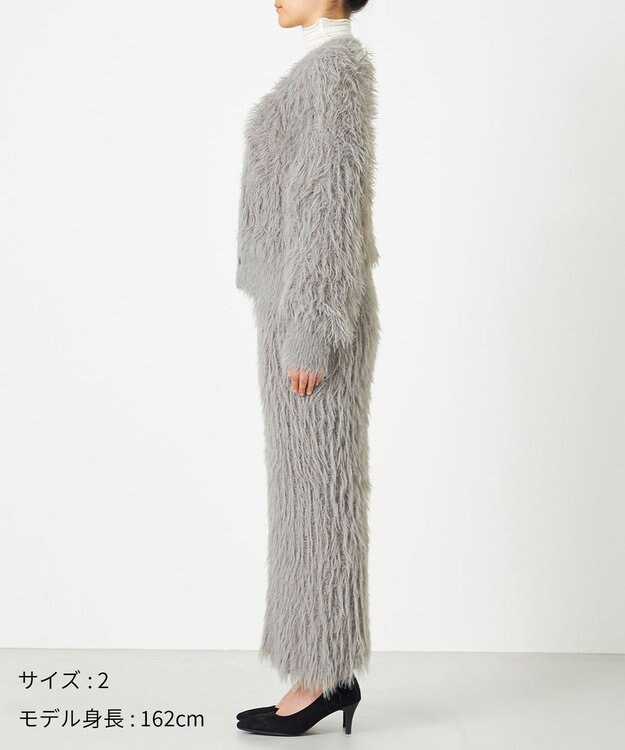 NAVE 【ReNAVE・洗える】メルティーシャギーニット カーディガン ライトグレー系