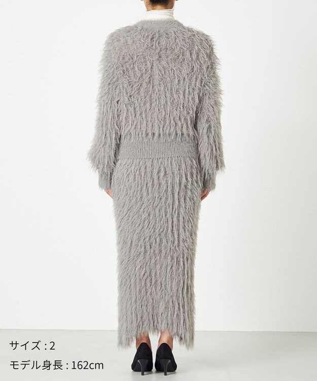 NAVE 【ReNAVE・洗える】メルティーシャギーニット カーディガン ライトグレー系