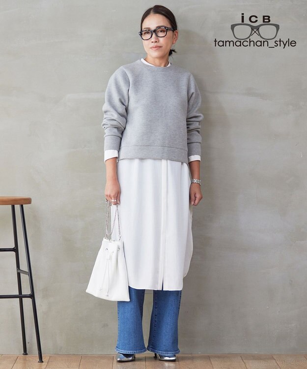 ICB L 【ICB×tamachan_style コラボ】ラメスウェット グレーラメ系