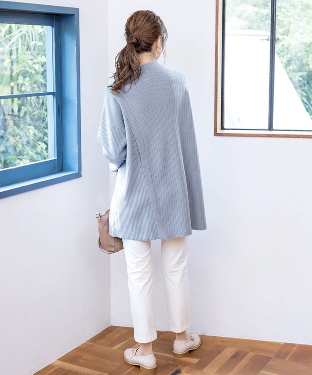 Tiaclasse L 【洗える】1枚でもレイヤード効果のあるサイドボタンチュニック ブルー