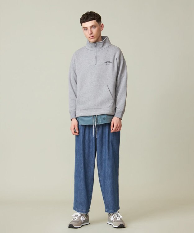 J.PRESS YORK STREET 【UNISEX】スタンド ハーフジップ プルオーバー スウェット ライトグレー系