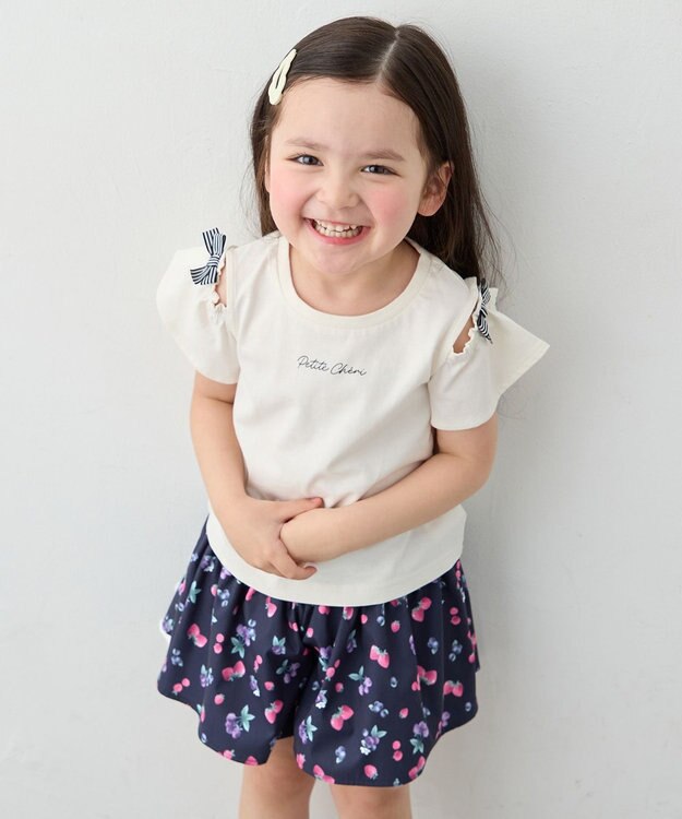 ANY KIDS 【綿100%】オンオフショルダー Tシャツ エクリュ