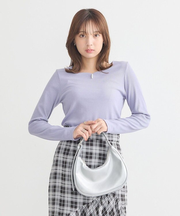 earth music&ecology ハートネックパールプルオーバー Blue