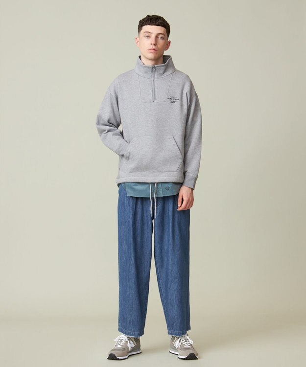 J.PRESS YORK STREET 【UNISEX】スタンド ハーフジップ プルオーバー スウェット ライトグレー系