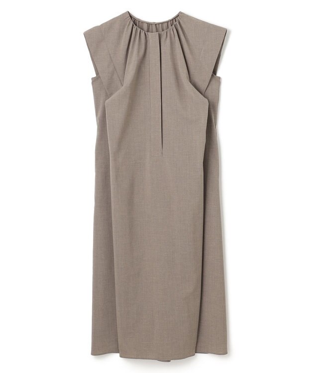 BEIGE， 【洗える/接触冷感/速乾/UVケア対応】BATEAU / フレンチスリーブAラインタックワンピース Taupe