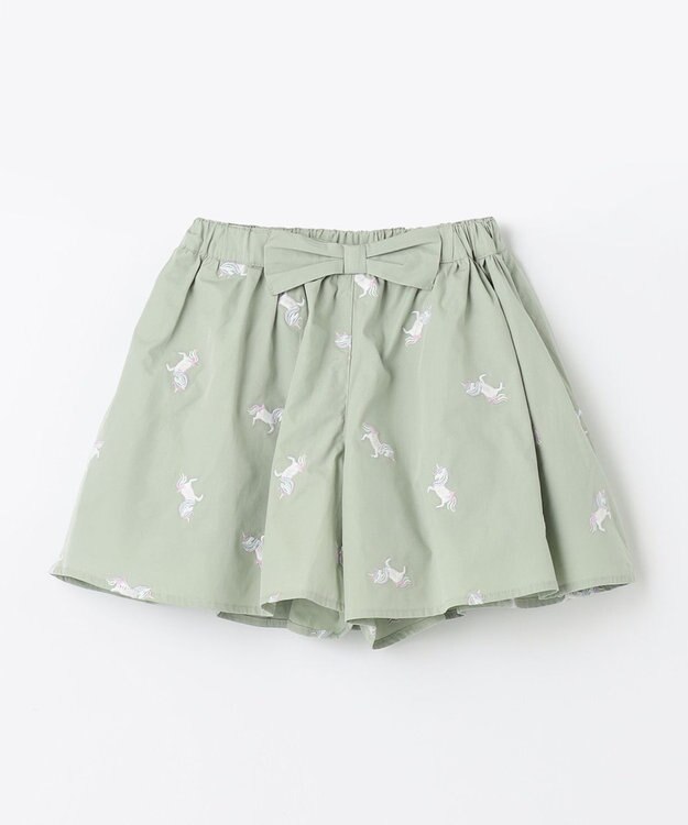 ANY KIDS 刺繍 キュロット グリーン×ユニコーン