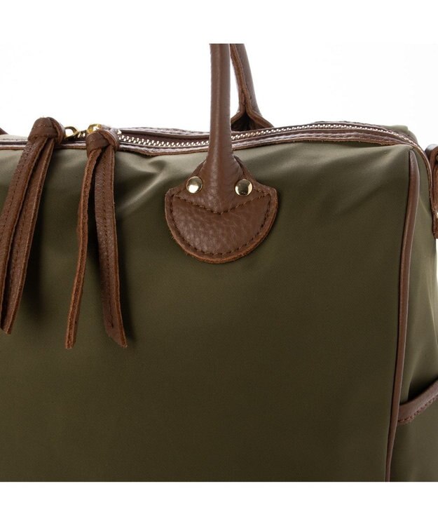 UNBILLION ペルケ perche / ナイロン牛革付属テープショルダー2wayボストンL カーキ