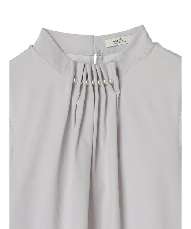 earth music&ecology パールタックブラウス Light Gray