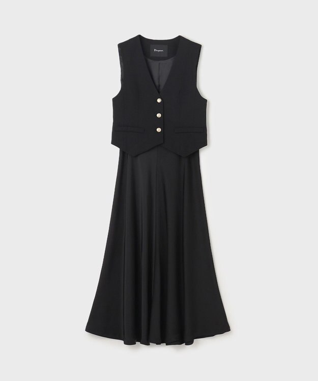 GRACE CONTINENTAL サテンコンビジレワンピース ブラック