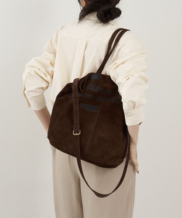 russet ステンシルデザインスエード2WAYトートバッグ(CE-1639) D.Brown