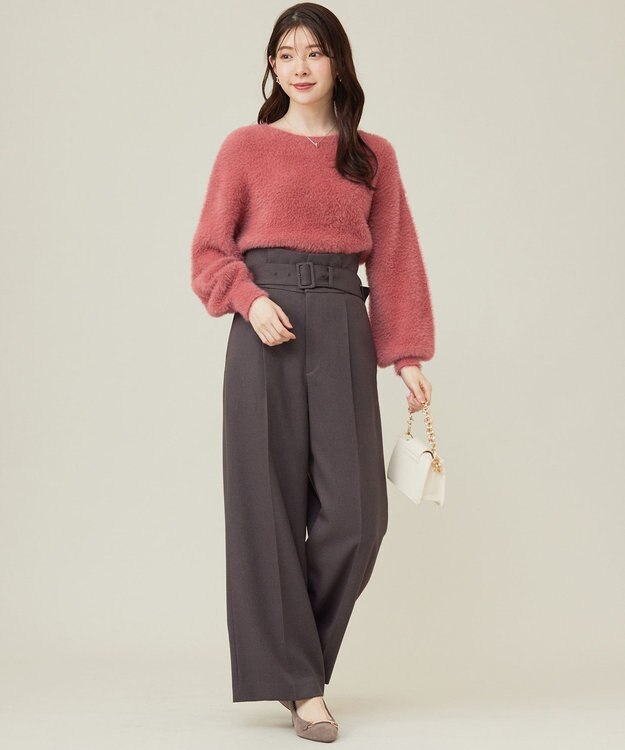 ANY SIS 【BAILA12月号掲載・貴島明日香さんコラボ】ハイカットリターン ワイドパンツ モカグレー