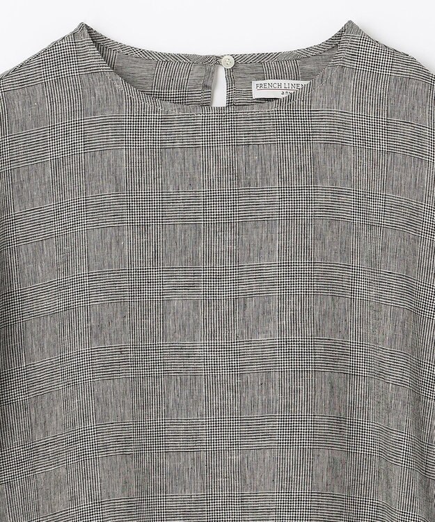 ANY 【洗える】ライトリネンクロスフレアスリーブ ブラウス グレンチェック