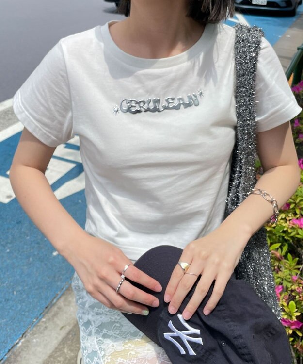 WEGO シルバー3DプリントT ホワイト