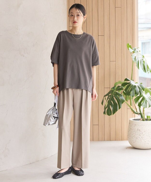 AMERICAN HOLIC 【新色追加】【接触冷感】コクーンシルエットカットソー Charcoal Gray