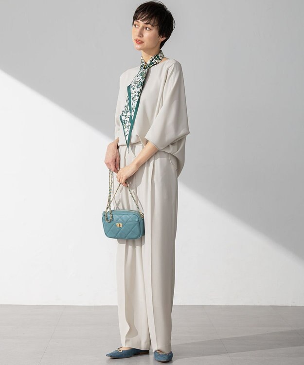 23区 ファスナー キルティング ショルダーバッグ ライトグリーン系