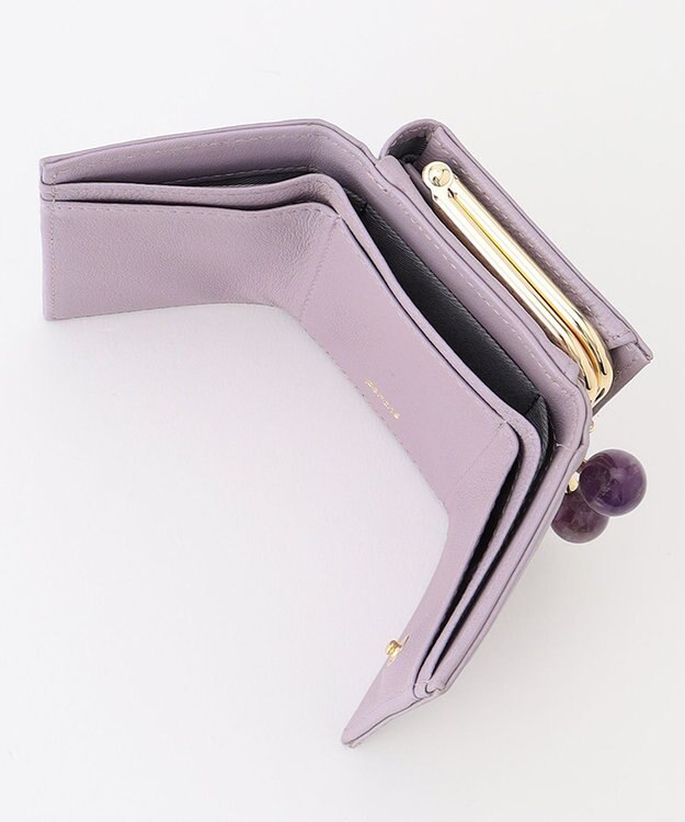 UNBILLION perche ジェムストーンがま口3つ折り財布 ラベンダー