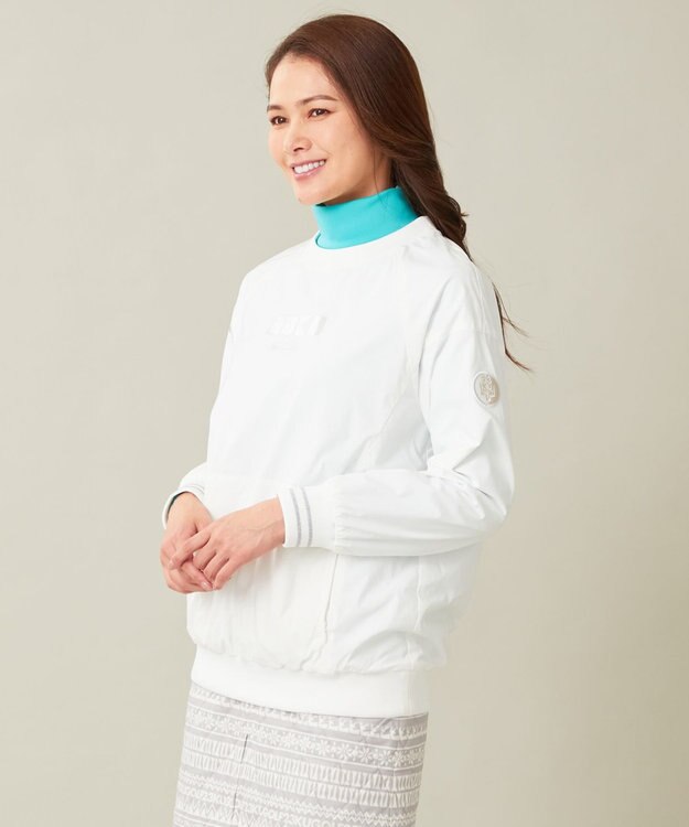 23区GOLF 冬の暖か名品トップス【WOMEN】ストレッチ 裏フリース ピーコックグリーン系