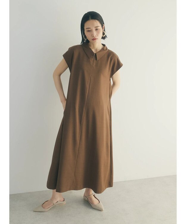 Green Parks armonia.襟付きフレアワンピース Brown