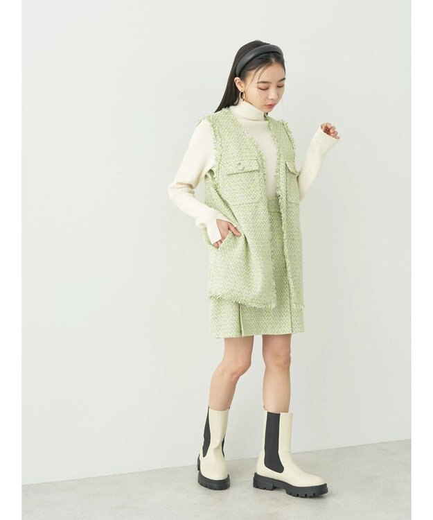 earth music&ecology ツイードジレ Lime Green