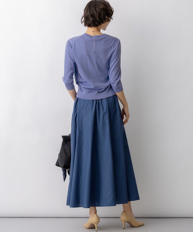 23区 L 【先行予約】ナイロンコットンタフタ フレアスカート グレイッシュブルー系