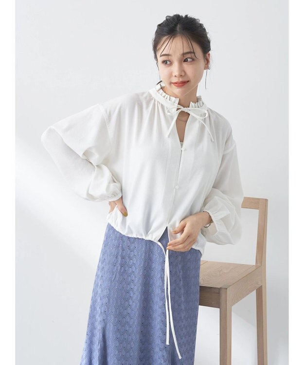 earth music&ecology カフタンフリルブラウス Off White