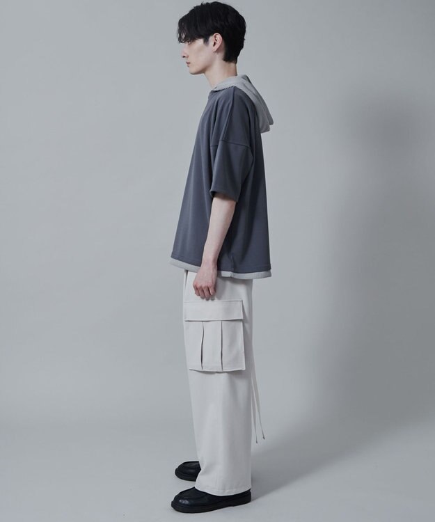 WEGO フェイクレイヤードフードT（S） ダークグレー