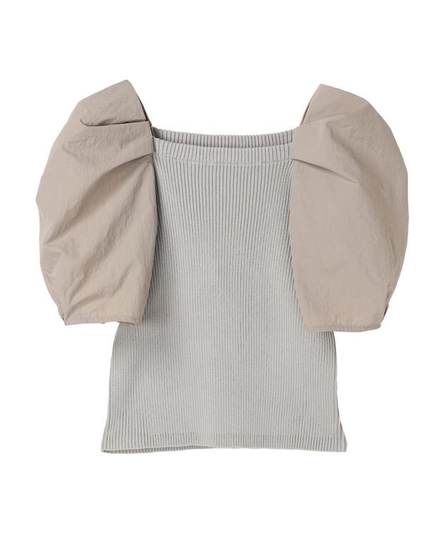 Green Parks ・ＡＮＤ　ＳＥＡＲＣＨ　布帛スリーブニットプルオーバー Gray