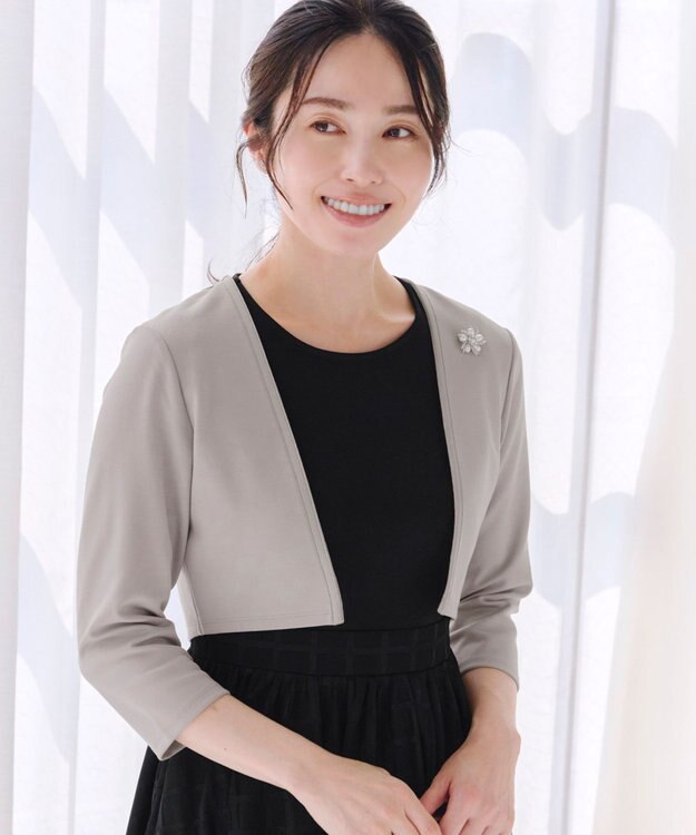 Tiaclasse 【UVカット・吸水速乾】 “きれい見え” カットソーストレートボレロ グレージュ