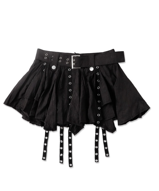 WEGO ベルト付きフリルアイレットスカート ブラック