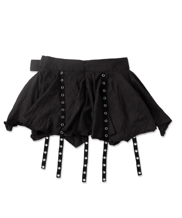 WEGO ベルト付きフリルアイレットスカート ブラック