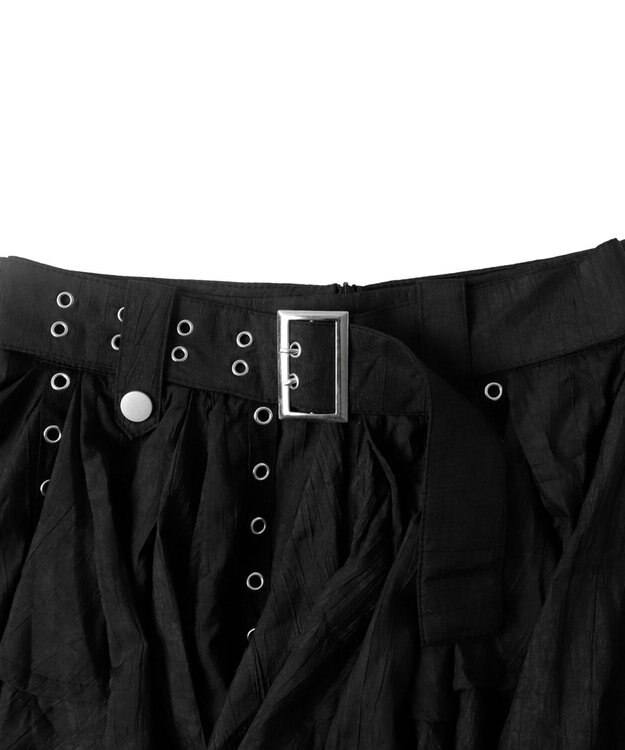 WEGO ベルト付きフリルアイレットスカート ブラック