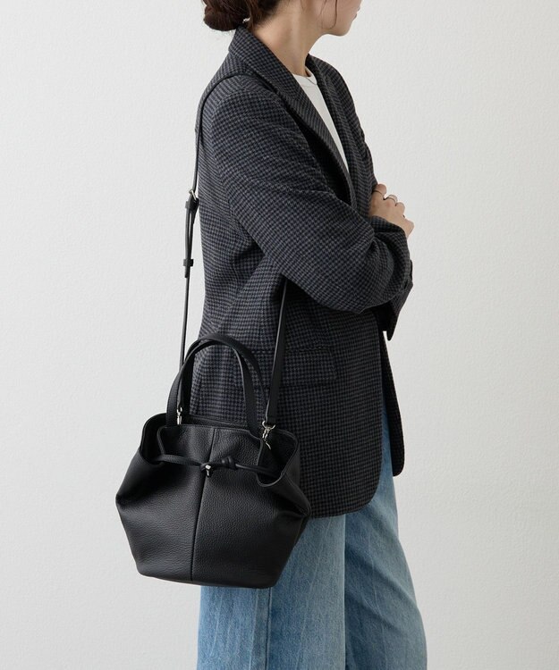 russet レザー2WAYミニトートバッグ(CE-1643) Black