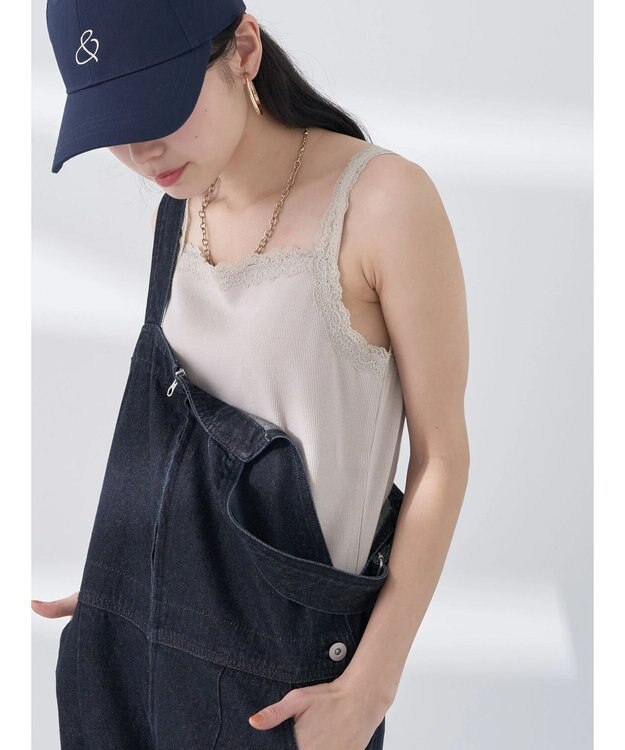 earth music&ecology ２ＷＡＹスクエア＆Vネックネックレースタンクトップ Beige